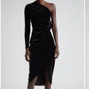 Chiara Boni La Petite Robe Agapios Velvet One Shoulder Dress